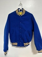 VTG Don Alleson Athletic Varsity Jacket Felt Blue Yellow Sz Small USA Made NWT