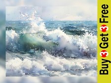 Turbulent Sea Crest 5"x7" Print on Matte Paper | Evocative Ocean Wave Painting