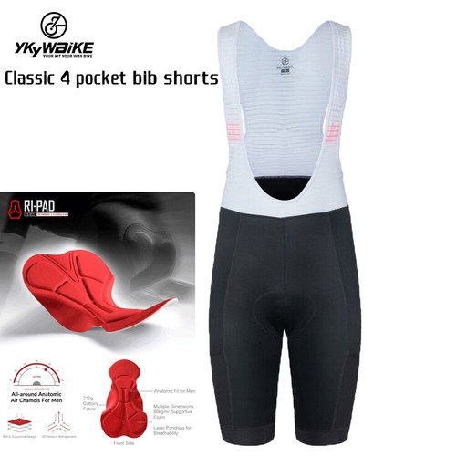 YKYWBIKE 4 pocket Men Cycling Bibs Shorts Breathable Padded MTB Bike Pro Bibs - Picture 43 of 47