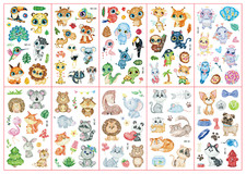 10 X Kids Glitter Animal Temporary Waterproof Tattoos Stickers Removable US MC 