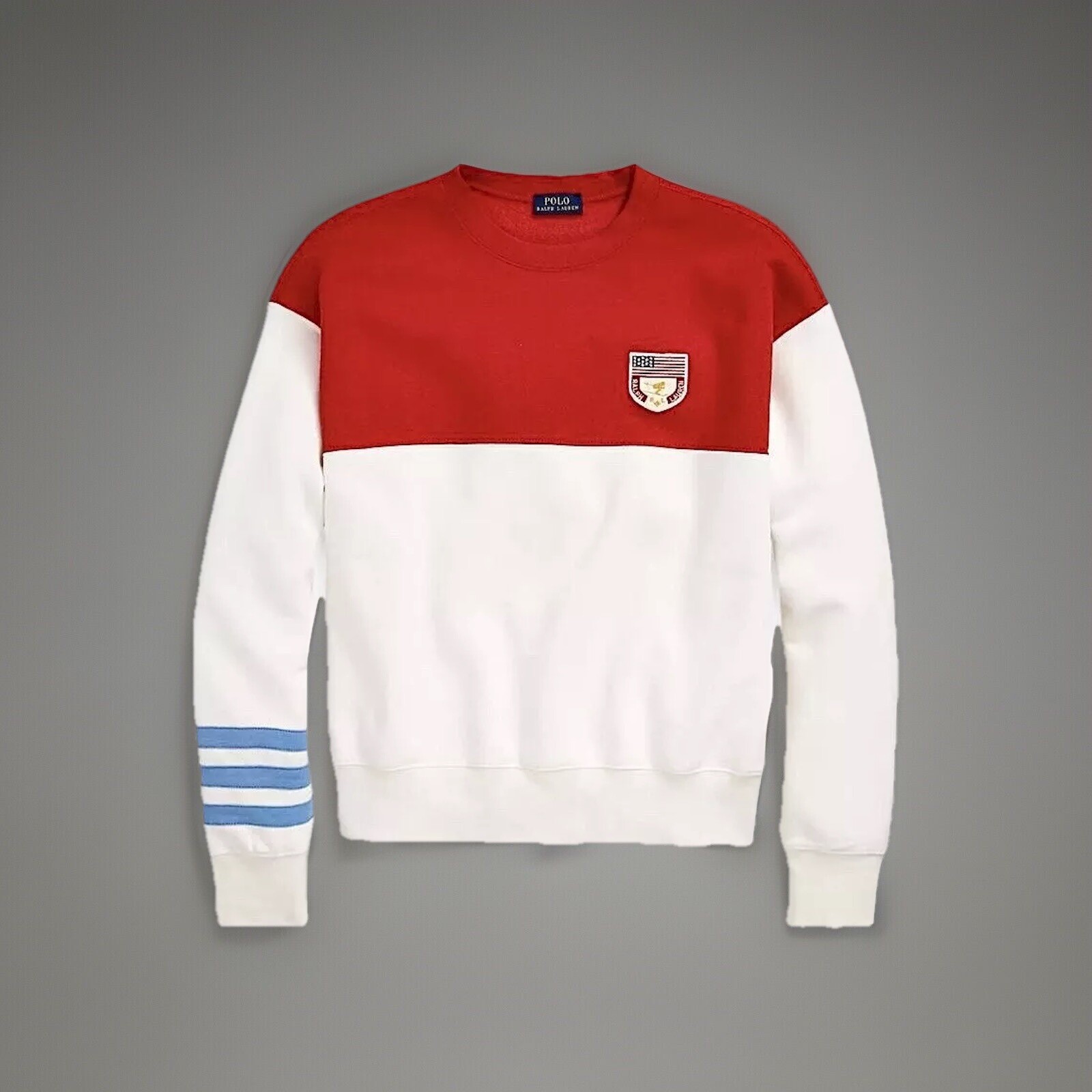 Polo Ralph Lauren Felpa Color Block Pile Pony Logo Bandiera Crest Donna XL
