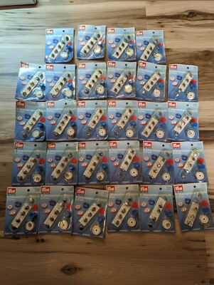 Lot of 28 Prym Coverable Buttons with Tool 11mm Silver 323214