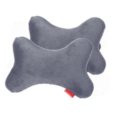 2pk Car Pillow Seat Neck Headrest Cushion Support Sleeping Travel Driving - Gray