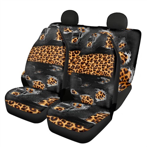 4 Front Car Seat Covers Full Set Rear Split Bench Seat Covers for Universal Fit - Bild 3 von 18