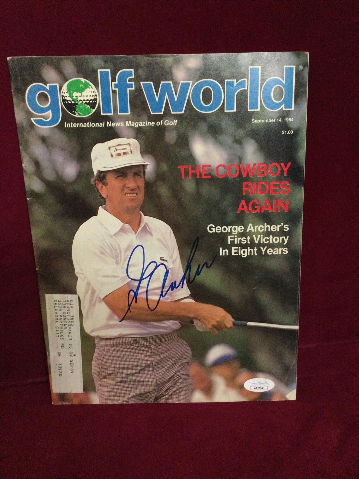 George Archer Autographed Signed Golf World Magazine JSA -1 # 