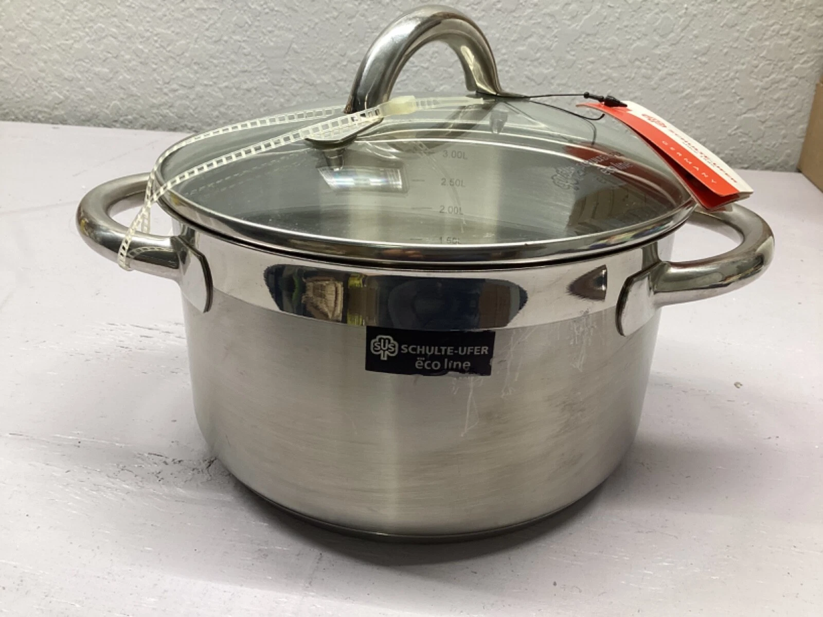 Schulte-Ufer Eco Line Stainless Steel 3 Liter Pot w/ lid-Germany New