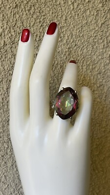 Feuer Regenbogen riesiger Mystic Topas Marquise Edelstein Ring Gr. 6 Sterlingsilber 925