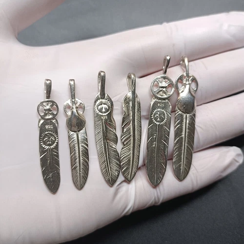 REAL 925 Sterling Silver Indian Thunderbird Feather Pendant Charm DIY Jewelry - Picture 3 of 15