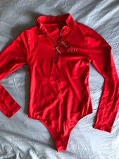 Guess Bodysuit Long Sleeve Zip Size XL but more like a Large Red