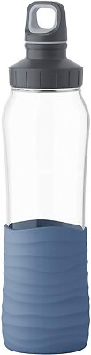 Emsa Drink2Go gehärtetem Glas Trinkflasche 0,7 Liter Schraubverschluss Aqua-Blau