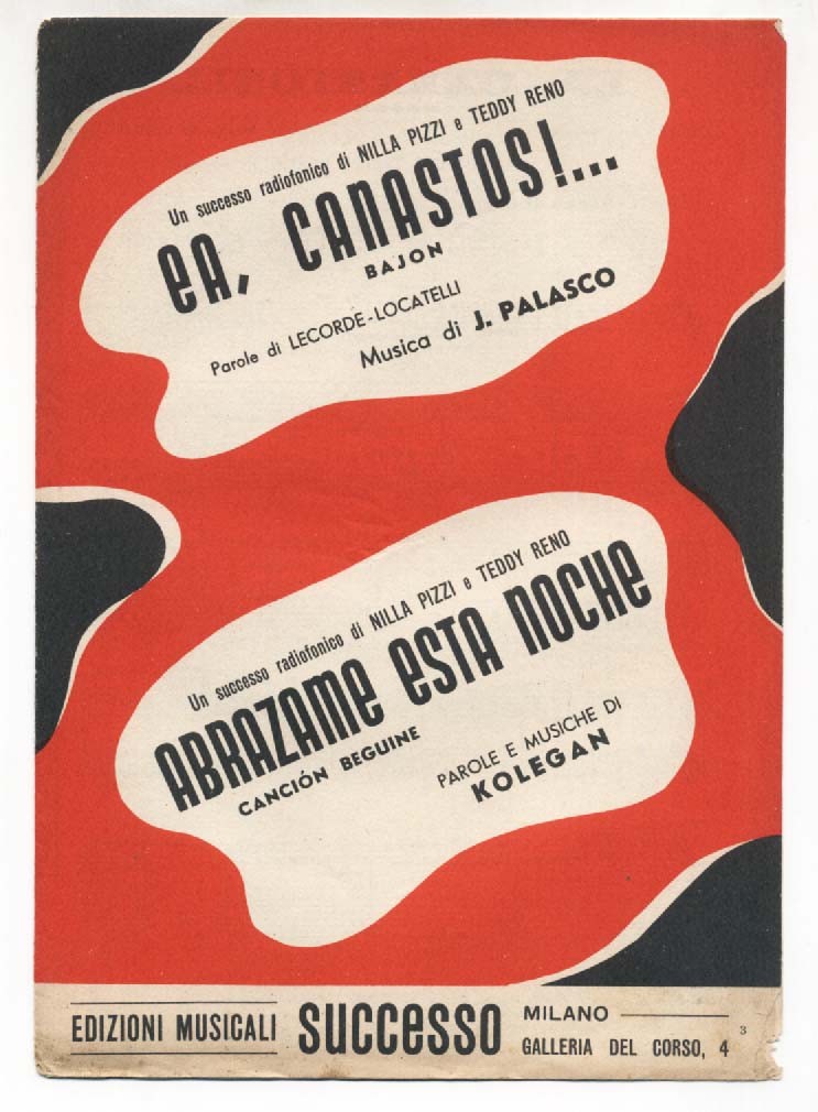 Spartito EA CANASTOS - ABRAZAME ESTA NOCHE Nilla Pizzi Teddy Reno 1955 Sheet
