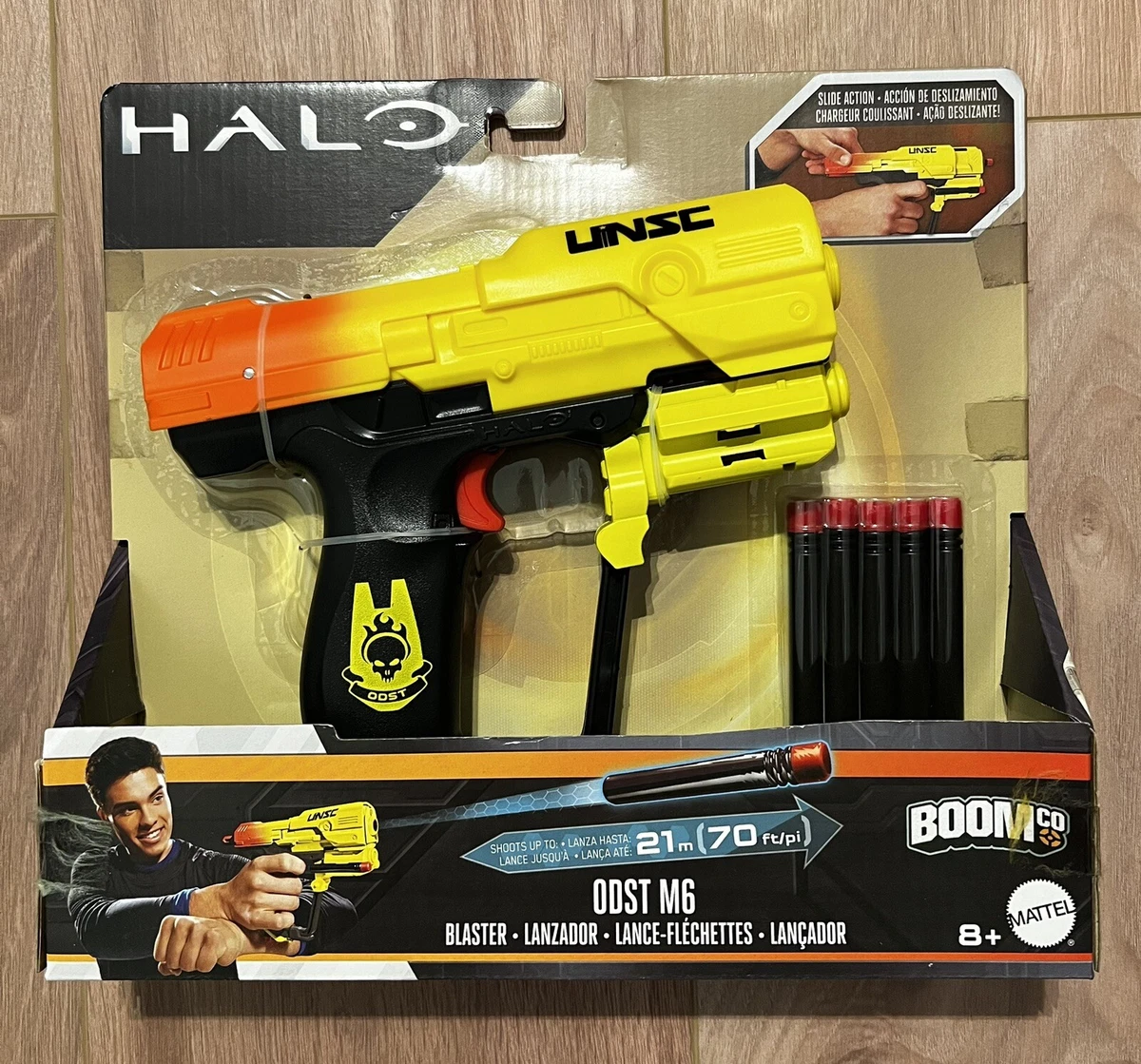 Halo ODST M6 BLASTER Pistol Dart Gun Yellow Orange BoomCo Mattel