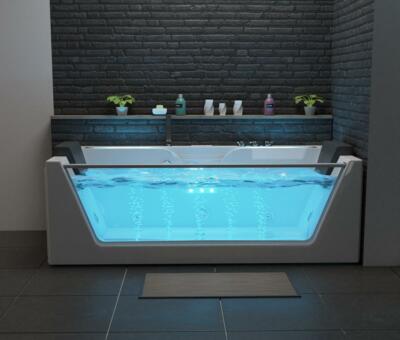 Panneau de douche Whirlpool avec éclairage LED en acier inoxydable argenté ou noir DC030 - Bagno Italia