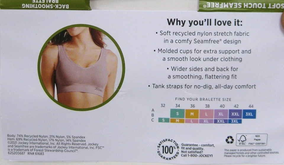 Nuevo Sujetador Pullover Jockey Suave Tacto Sin Costuras WF Bralette Talla XL-2XL Elige 1 Foto 2 de 3