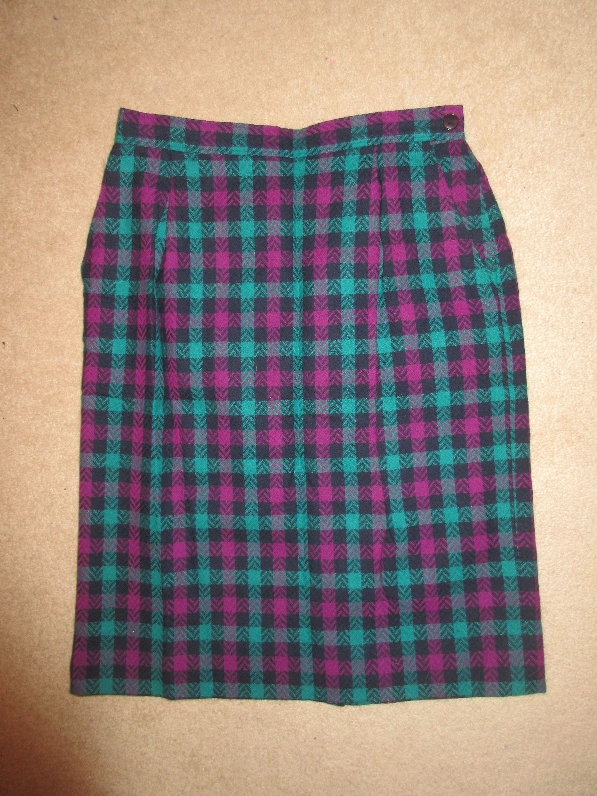 Pendleton Wool Plaid Lined Skirt in Navy Teal Berry Petite Size 8P
