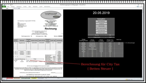 Hotel  Rechnungssoftware mit Belegungsplan Vermietung und Kundenverwaltung Excel