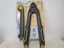 Woodland Tools Compact 2 Piece Pruning Set w/ Folding Saw & Geared Anvil Lopper