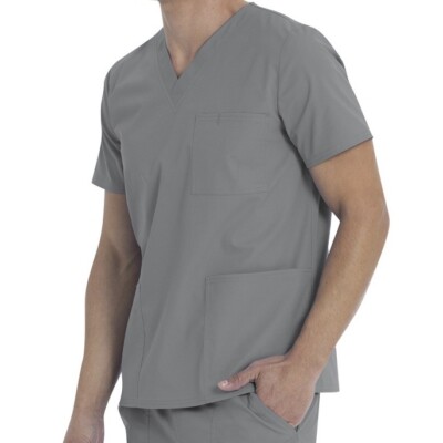 Scrubstar Premium Scrubwear Unisex V Neck Top Medium New with Tags Gray Stretch