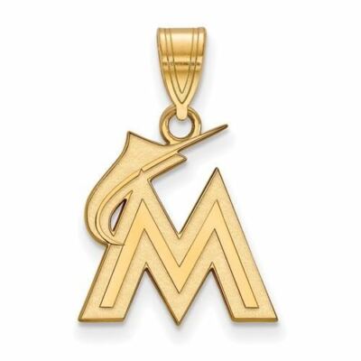 10k Gold MLB Miami Marlins Buchstabe M und Marlin Medium Anhänger
