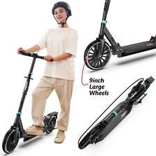 Lightweight Foldable Kick Scooter Adjustable for Teens and Adult Big Wheel Black