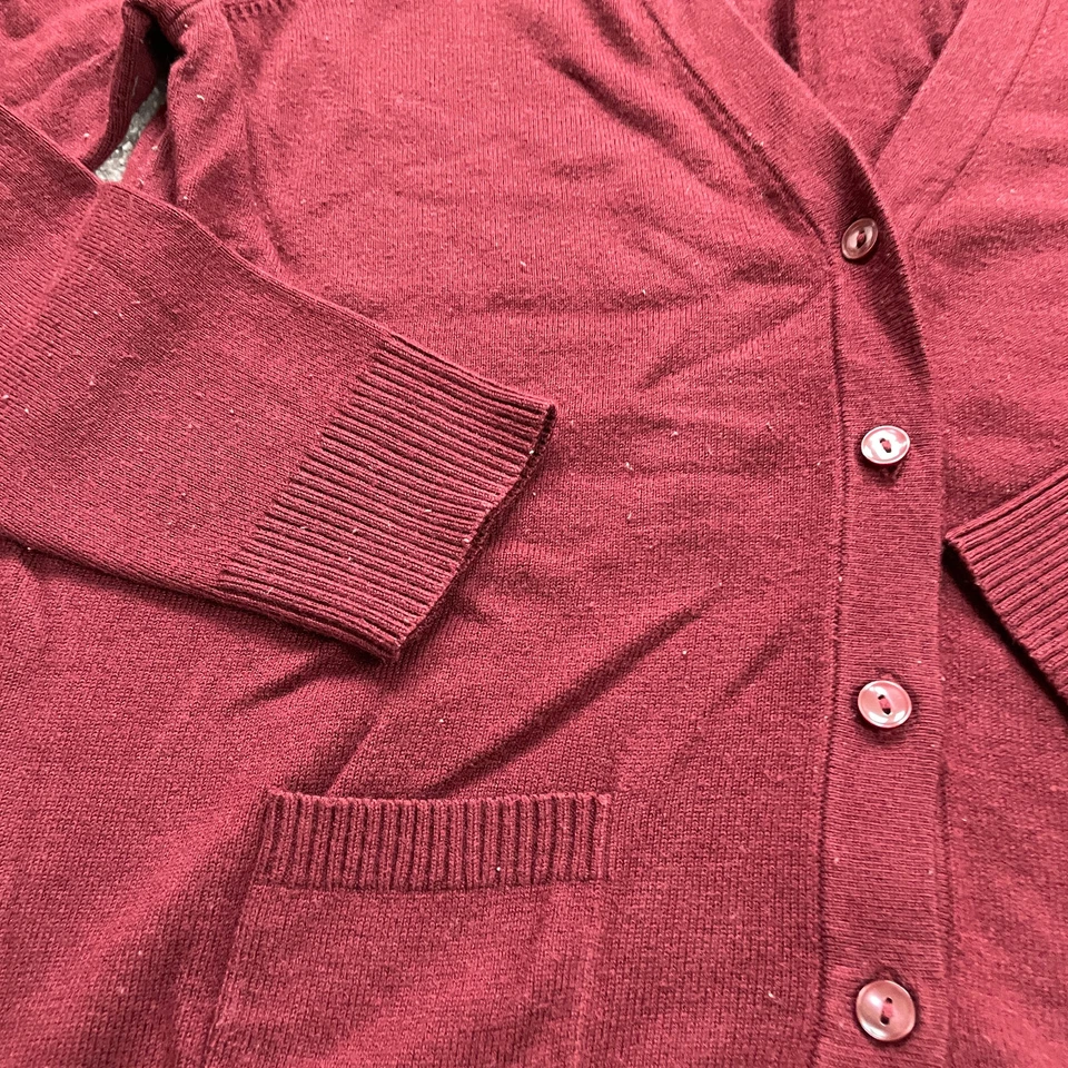 Lands' End Sweater Cardigan Women XS Red Button Down Knit Casual Pockets Ladies - Image 4 of 4