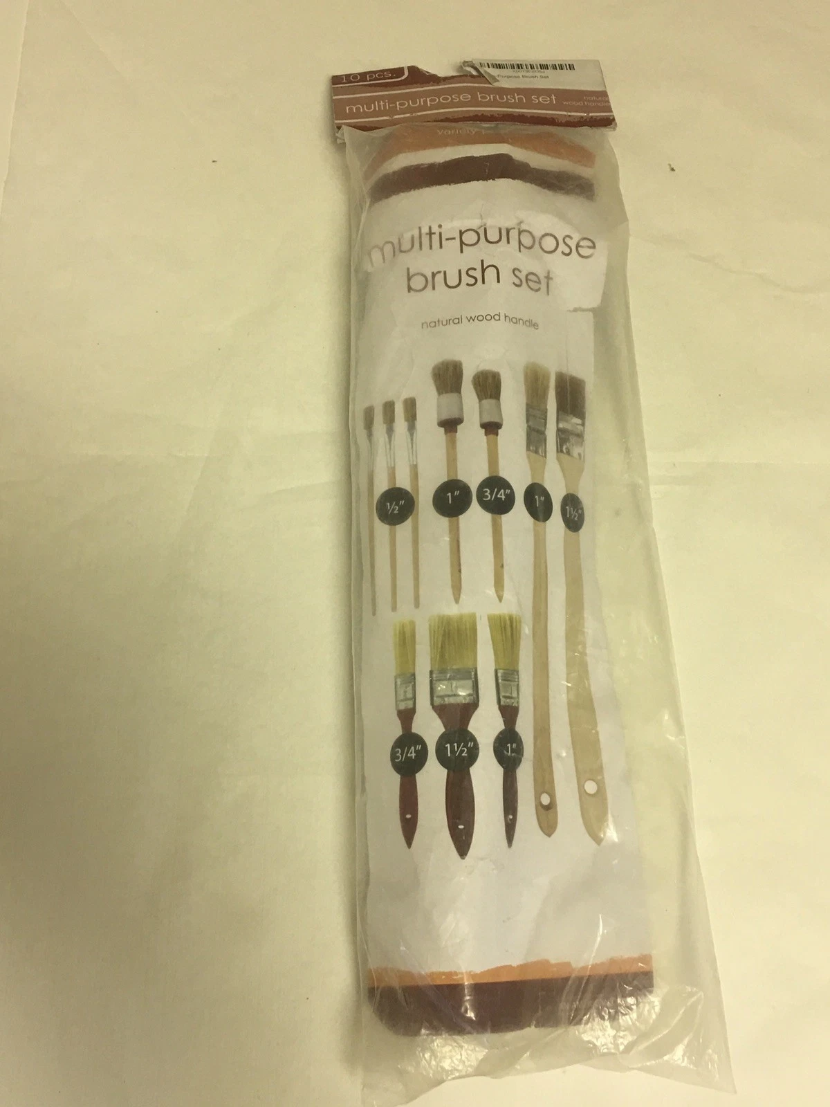Multi-purpose Brush Set Natural Wood Handle 10pcs