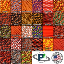 550LB Parachute Rope Paracord Orange Colors 10' 25' 50' 100' Feet Length Options