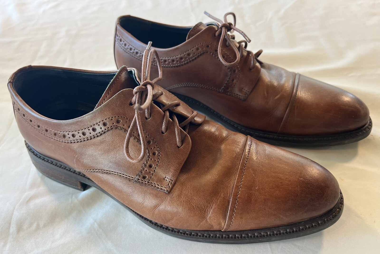 SAOLA Scarpe eleganti da uomo Cole Haan Grand Derby Oxfords taglia 8 marroni in pelle punta