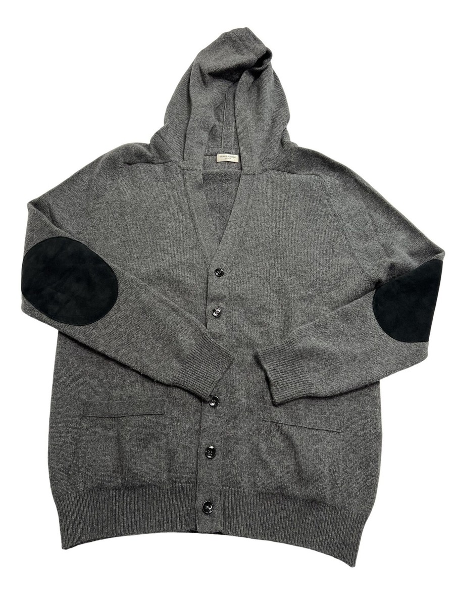 Saint Laurent Hooded Elbow Pad Cardigan in Grey | eBay