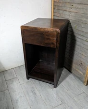 Vintage Chinese Asian Ming Style Solid Elm Wood 1-Drawer Nightstand End Table