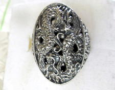 Double Dragon Ring /  size 6.5 / 925 Sterling...