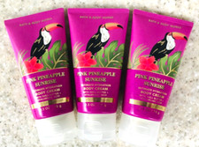 3 Bath  Body Works PINK PINEAPPLE SUNRISE Travel Body Cream 2.5oz SET/LOT of 3