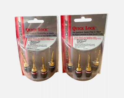 Lot Of 2 Monster Quick Lock Flex Tip Modular Speaker Cable NEW