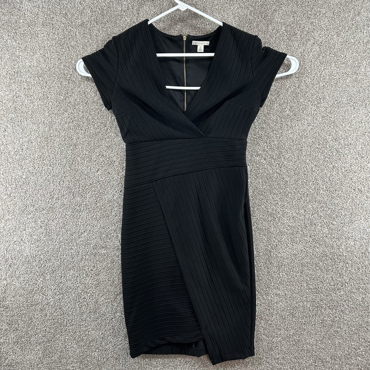 Cato Women's Dress Size 2 Black Short Sleeve V-Neck Lined Zip Closure | eBay