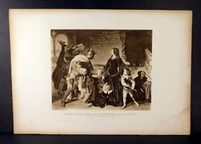 1800s large photogravure MEDIAEVAL ROYALTY QUEEN HELENE - Gebbie and Co.
