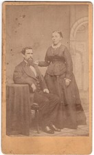 Antique CDV Circa 1870s Husband and Wife Romantic Couple Bearded Man Wo Unmarked