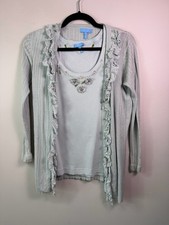 Escada Sport Mint Green Embellished Twinset Cardigan  Tank Top Set Women  s M/XL