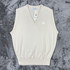VTG 80s NWT Izod Sweater Vest MEDIUM Pullover V-Neck Cream USA PREPPY Embroidere