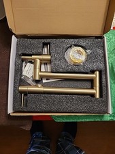 Wall Mount Pot Filler Faucet Double-Handle in Brushed Gold