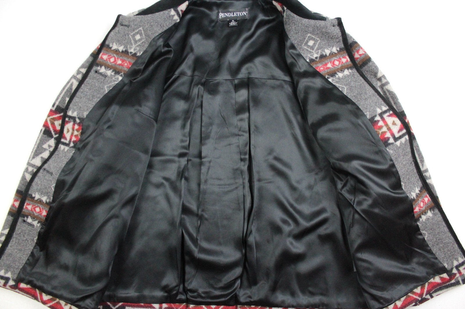 Pendleton 100% Wool Aztec Leather Collar Button F… - image 4