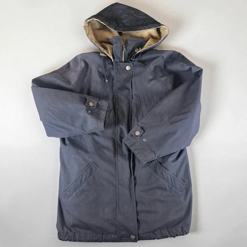 London Fog Men's Slate Blue Gray Hooded Coat Quilted Lining M EUC - product listing photo