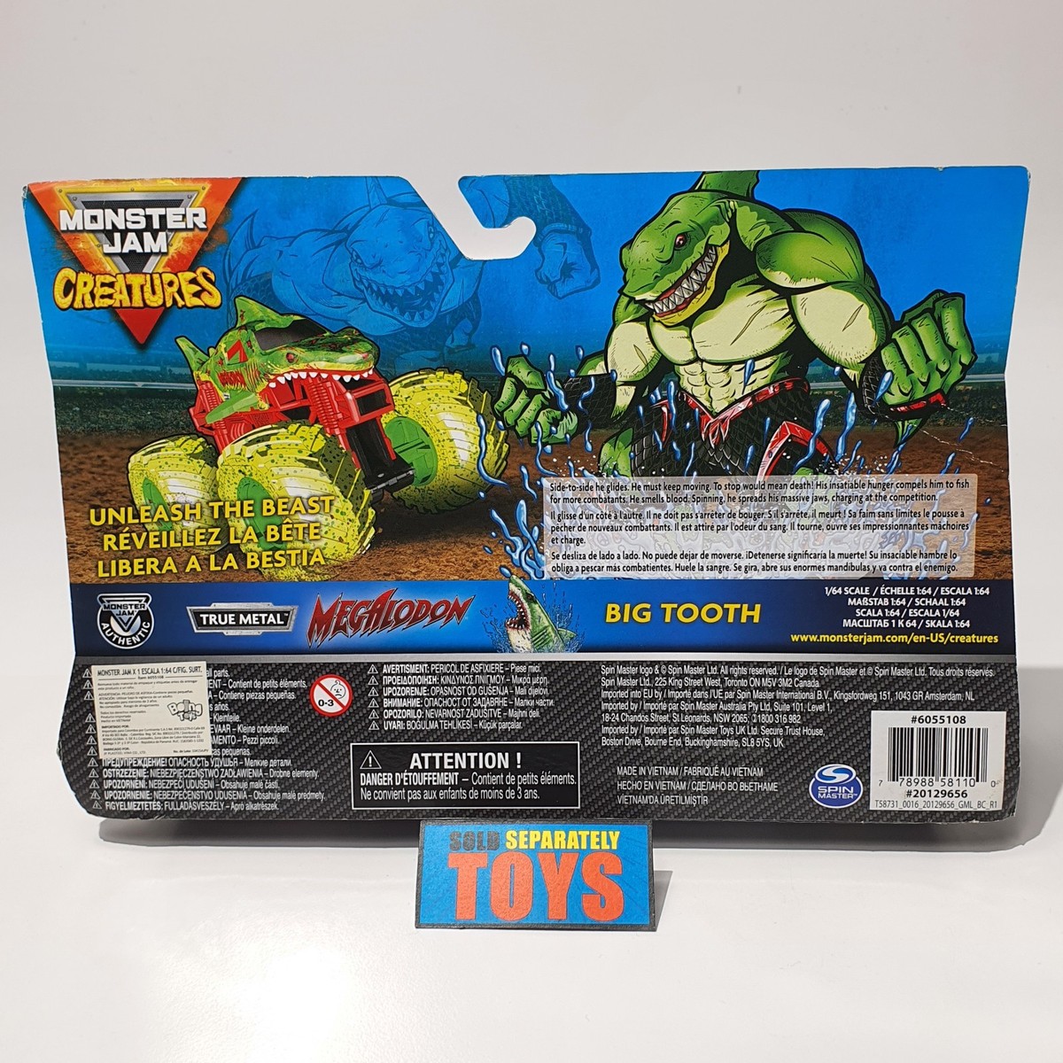 Monster Jam Creatures MEGALODON ZOMBIE BIG TOOTH 2-Pack set RARE
