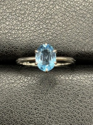 Neuzustand Sterlingsilber echter Blautopas 8 x 6 mm Größe 7 D1