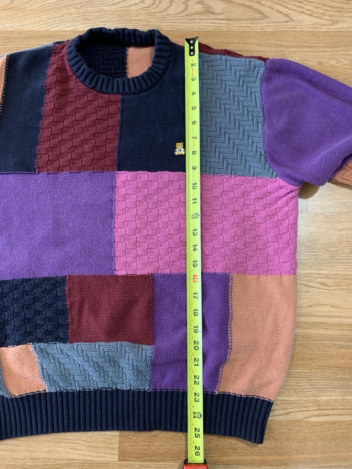 Teddy Fresh Multicolor Patchwork Knit Sweater Cre… - image 16
