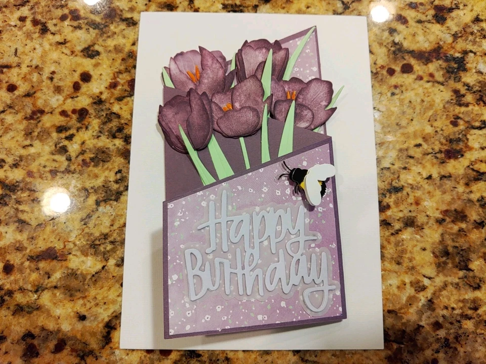 Greeting Cards. HANDMADE SET HAPPY BIRTHDAY TULIP BOUQUET. 3.5" X 6.25" each. - Image 3 of 4
