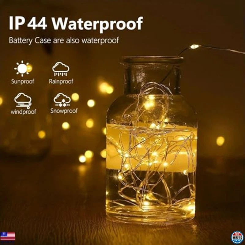 2-Pack 33FT 100 LED Battery Operated Fairy Lights with Remote & Timer, Warm - Image 3 of 4