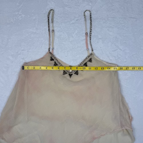 Top Free People XS Rosa Correas de Espagueti Capas Asimetría Volantes Cuentas Hada - Imagen 4 de 18