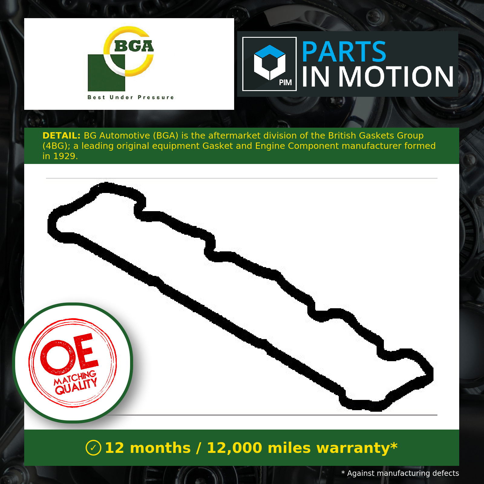 Rocker Cover Gasket fits PEUGEOT 206 2D 1.6 2000 on BGA 0249A9 Quality New