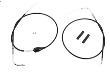 HARLEY 43 inch Stainless Steel Throttle and Idle Cable Set Black Co fits 2002-20