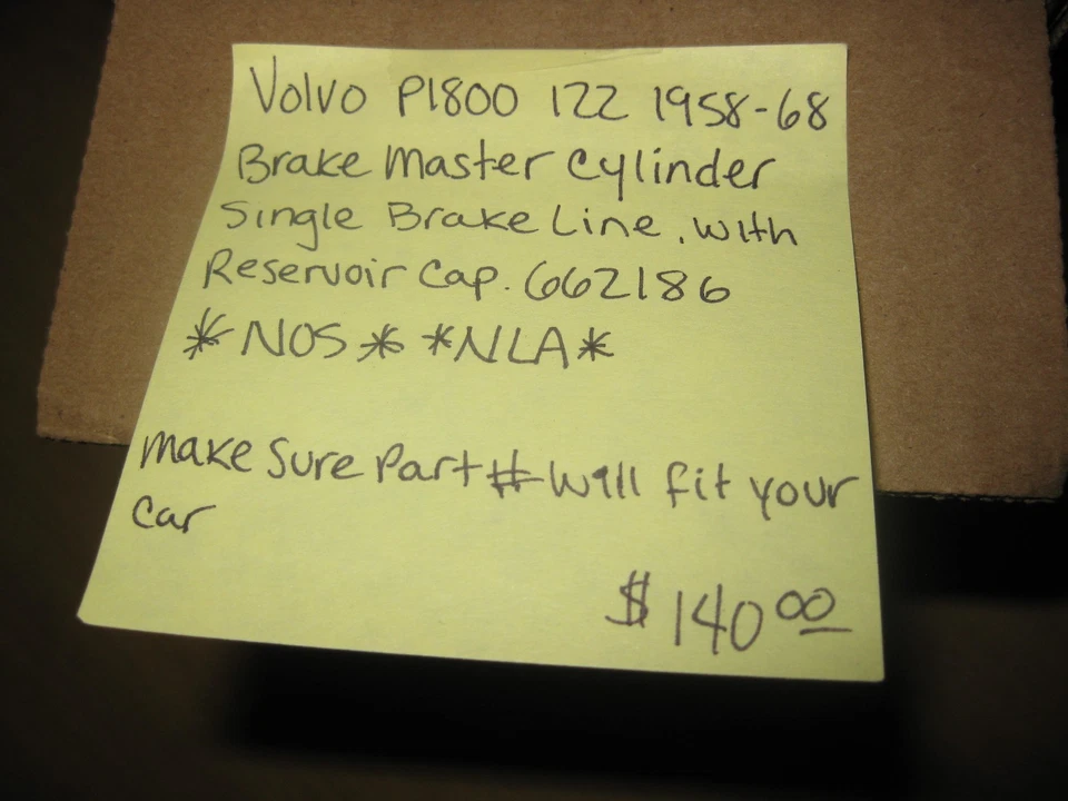 VOLVO 662186 Brake Master Cylinder 1958-68 P1800 122 NLA *NOS* Foto 3 de 3